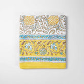 King-size Printed Bedcover With 2 Pillow Cases, Yellow & Blue - Eyaas